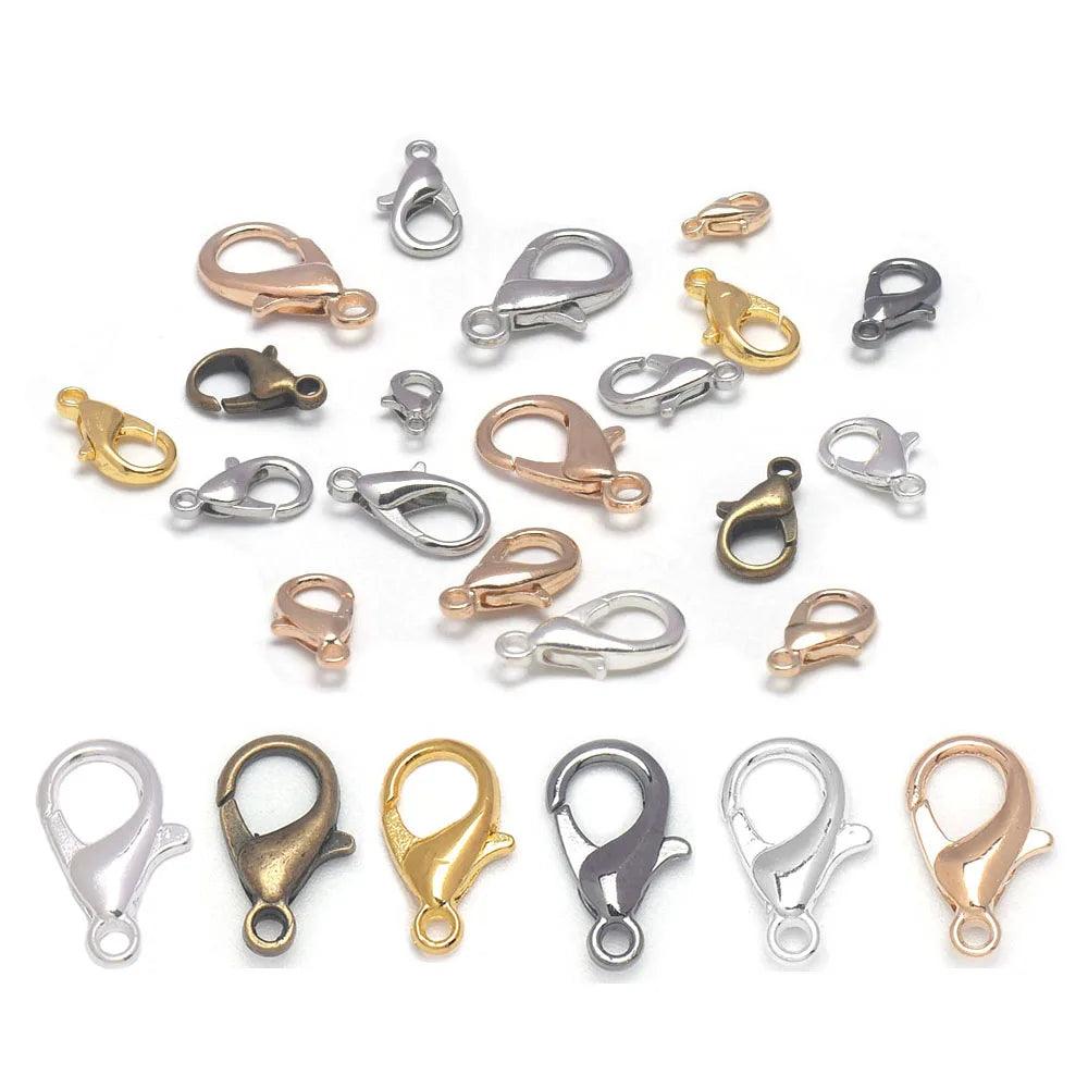 50Pcs 10 12 14 16 18 21mm Lobster Clasps Silver Plated Lobster Claw Clasps For Bracelet Necklace Jewelry Making Findings