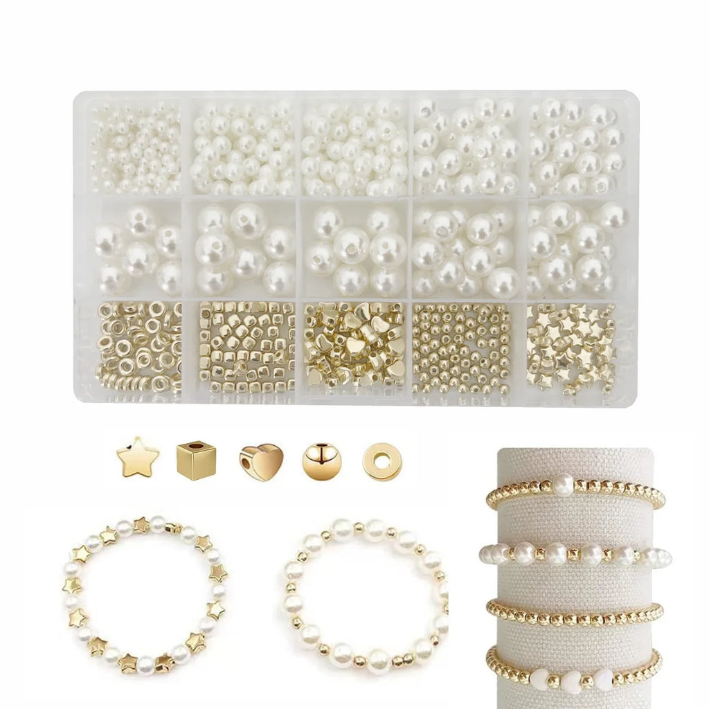 720pcs CCB Plated Gold Spacer Beads ，Imitation Pearl ，Seashell for Jewelry Making DIY Bracelet Necklace Accessories