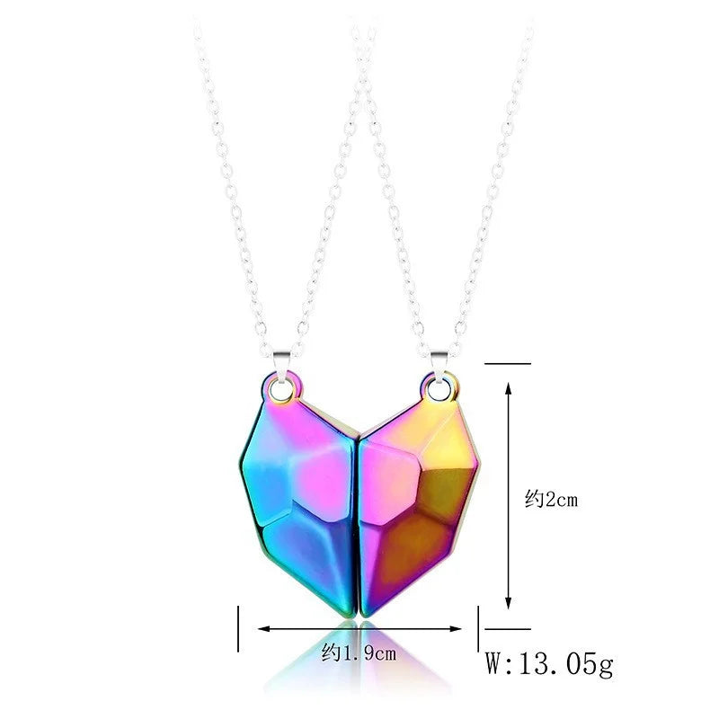 Korean Fashion Magnetic Couple Necklace For Lovers Gothic Punk Heart Pendant Necklace For Men Women Necklaces Party Gift Jewelry