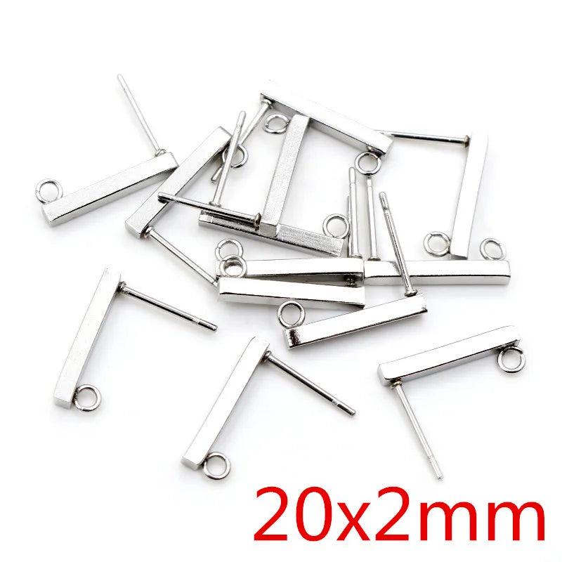 20pcs 316L Stainless Steel Geometric Earring Stud Posts Connector Fashion Styles DIY Jewelry Making Findings Accessories