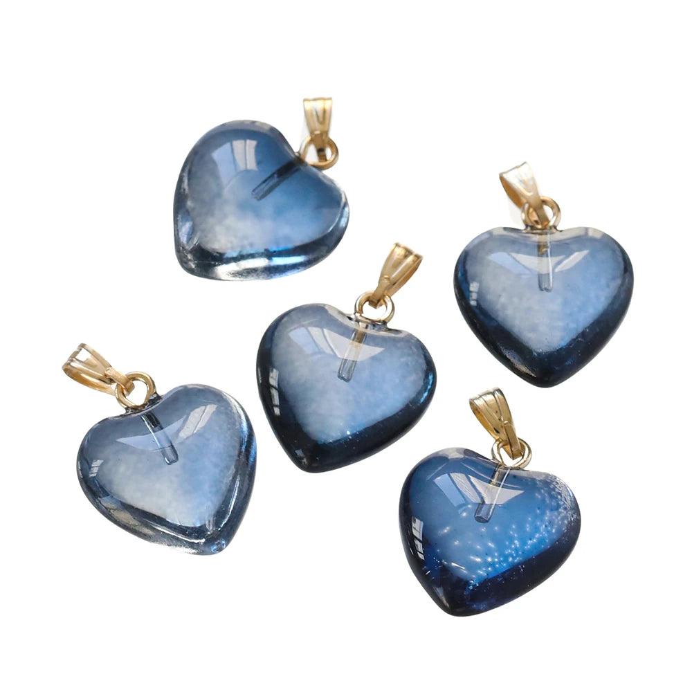 10Pcs/Lot Czech Lampwork Crystal Glass Heart Beads Charms pendant DIY Handmade Jewelry Making Necklaces Earrings Accessories