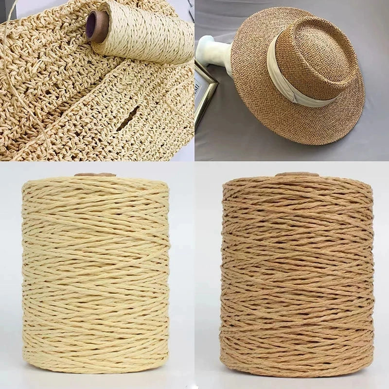 280-300m Natural Rafia Thread Straw Yarn DIY Handmade Crochet Knitting Hat Handbag Cushion Basket Raffia Rope Material Accessory