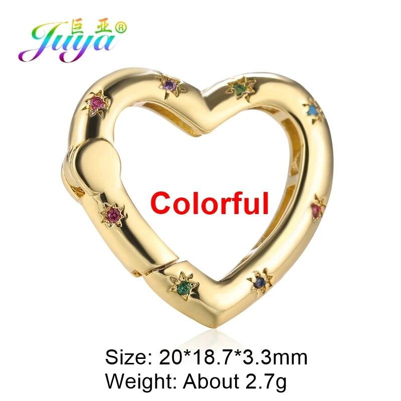 Juya Handmade Creative 18K Gold Plated Brass Screw Locks Carabiner Clasps Accessories For DIY Mesh Chains Pendant Jewelry Making