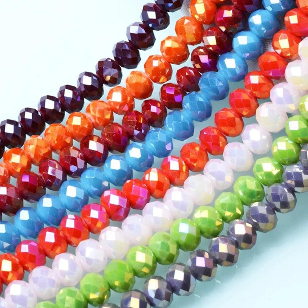 4mm 6mm 8mm Round 1Strand Ball Crystal Glass Loose Spacer Faceted Beads for DIY Making Jewelry Needlework Accessories