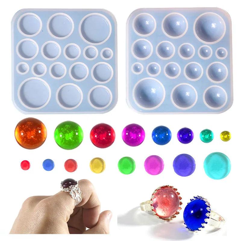 DIY Epoxy Silicone Mold Semicircle Gemstone Patch Ring Pendant Jewelry Silicone Mold Mirror Resin Molds