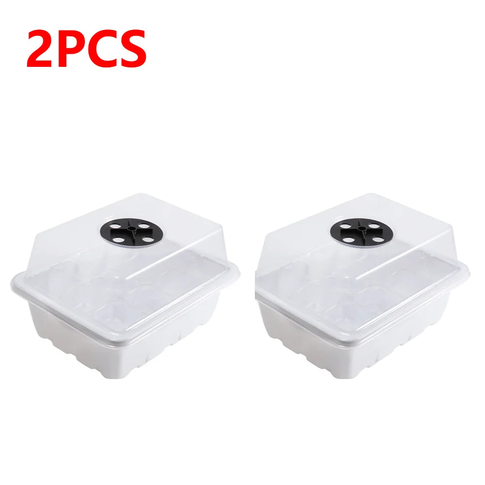 1-5Pcs Stackable Greenhouse Germination Tray with Humidity Dome 12 Holes Plant Grow Nursery Seedling Trays Garden Tools