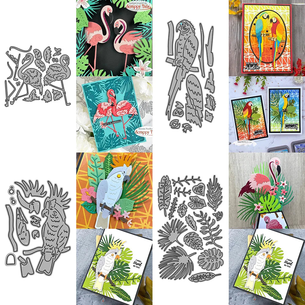 Metal Cutting Dies Parrot And Flamingo Diy Scrapbooking Photo Album Decorative Embossing Paper Card Die