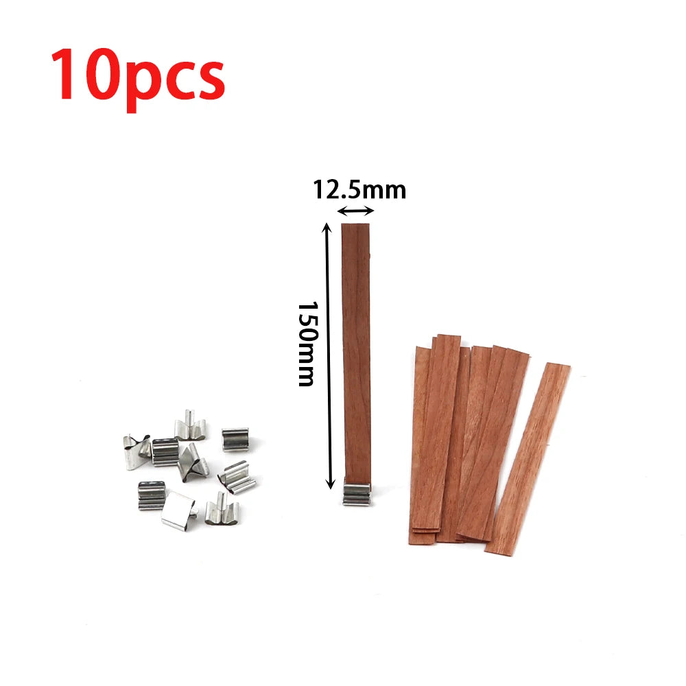 7pcs Cylindrical Wooden Candle Wicks Set Round Tube Wood Candle Cores With Base For DIY Candle Making Craft Soy Parffin Wax Wick