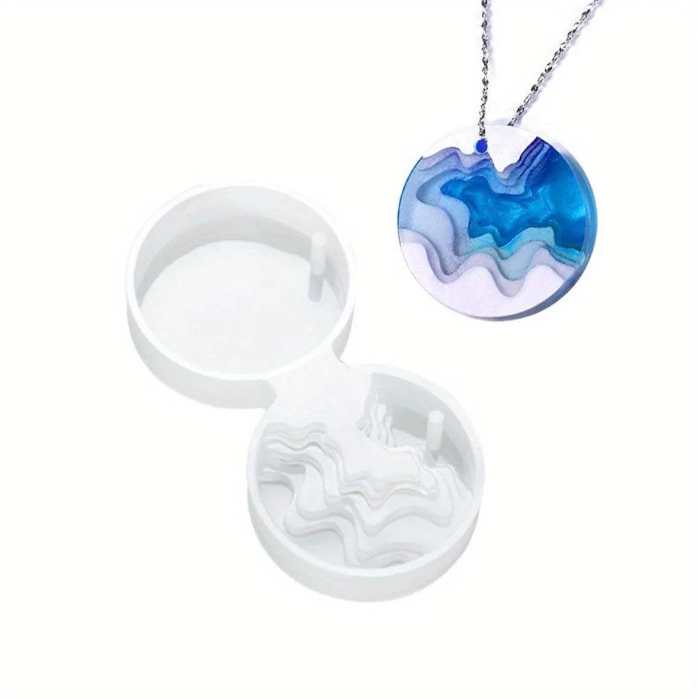 Marine Style Island Sea Wave Silicone Pendant Casting Mold DIY Keychain Jewelry Casting Epoxy Resin Mold For Jewelry Making