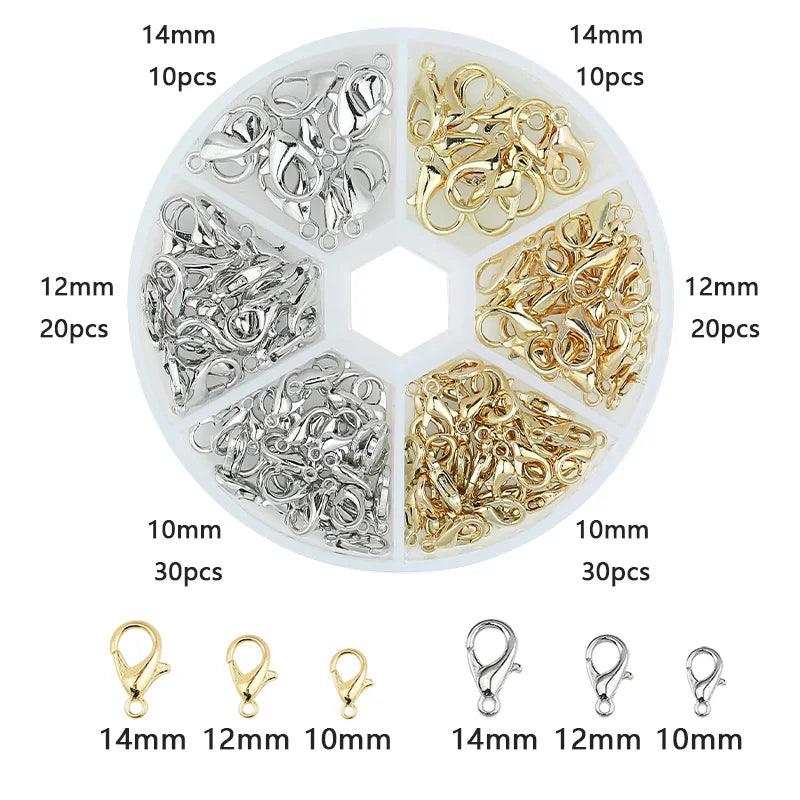 10pcs/lot 10-14mm Metal Lobster Clasps Jewelry Making Components DIY Bracelet Necklace Carabiner Findings Hooks Chain Closure