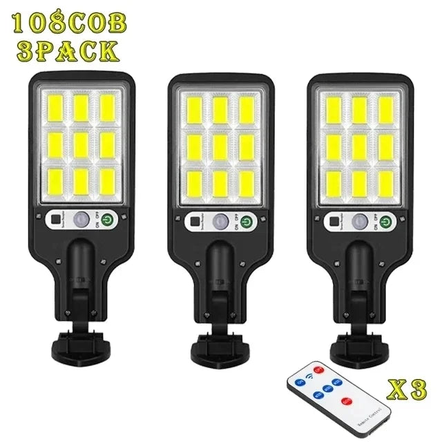 Powerful COB Sensor Street Lamp Outdoor Waterproof Security Solar Lamps for Garden Patio Path Remote Control Light Plant