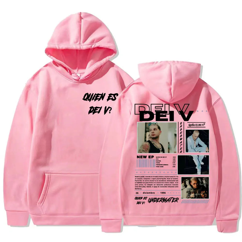 Rapper Quien Es Dei V? Underwater Tour Hoodie Men's Harajuku Fashion Hip Hop Punk Sweatshirts Unisex High Quality Casual Hoodies