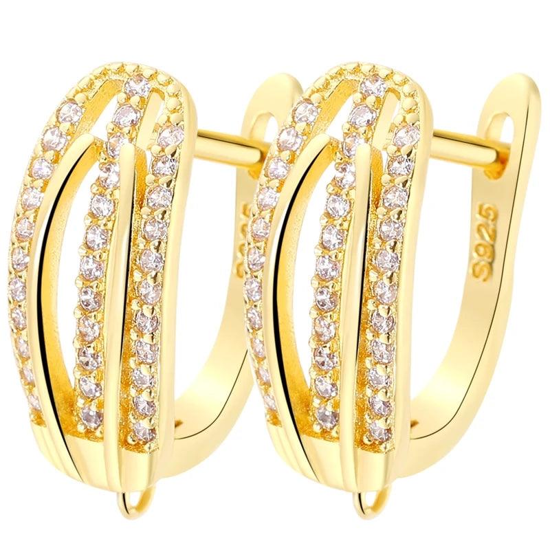 Juya DIY Women's Earring Making 18K Gold Silver Plated Basic Antiallergic Fixtures Ear Wire Fastener Hooks Accessories Supplies