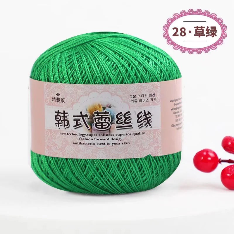 Pure Cotton Lace Crochet Thread No 8 Ice Silk 50g Yarn
