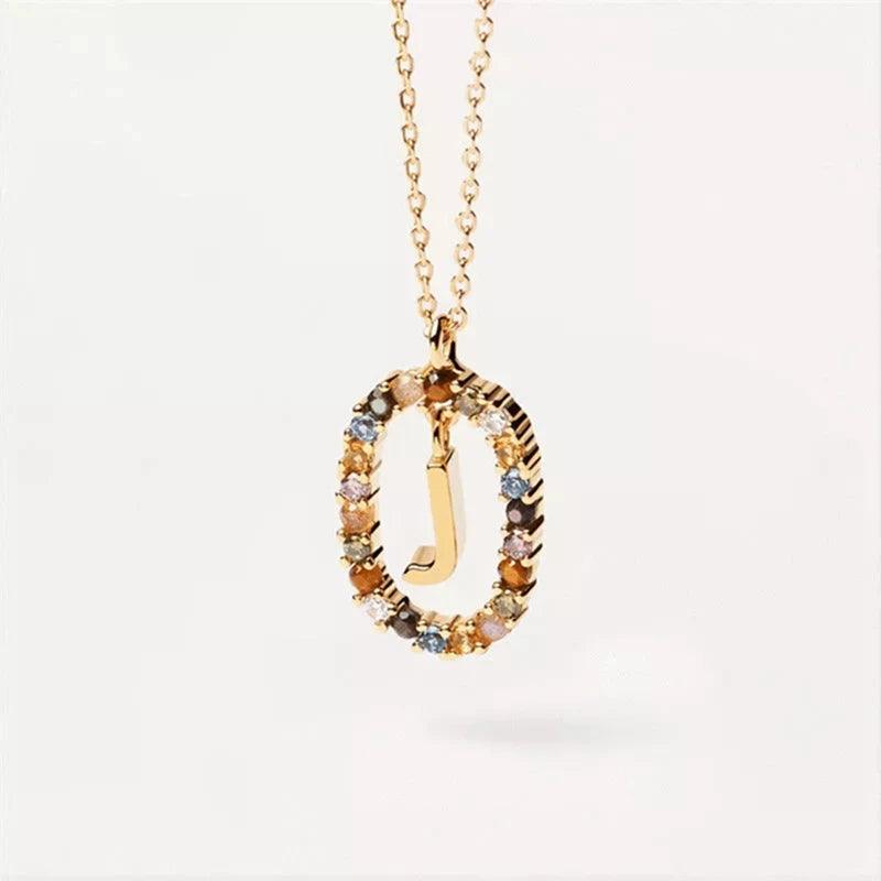 Fashion Hot Creative A-Z Letter Pendant Necklace For Woman Color Jewelry Sweet and Versatile Adjustable Chain Lobster Clasp