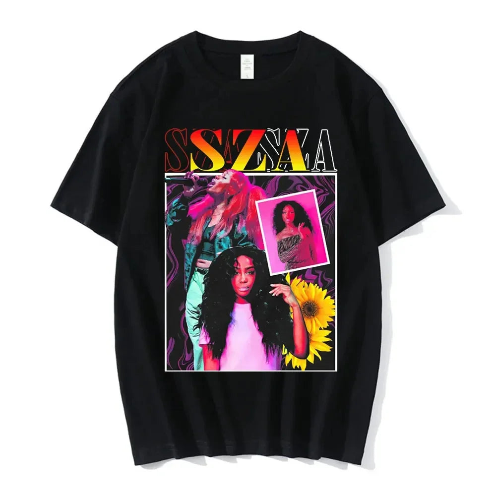 SZA Graphic Men T Shirts Cotton Hip Hop 90s Casual Oversized Streetwear Tees