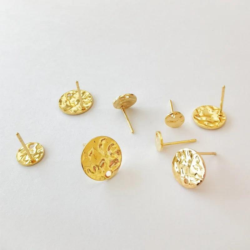 20pcs/lot Hypoallergenic Stainless Steel Earring Stud Gold Color 6 8 10 12 mm Earrings Hooks For Diy Jewelry Making Supplies
