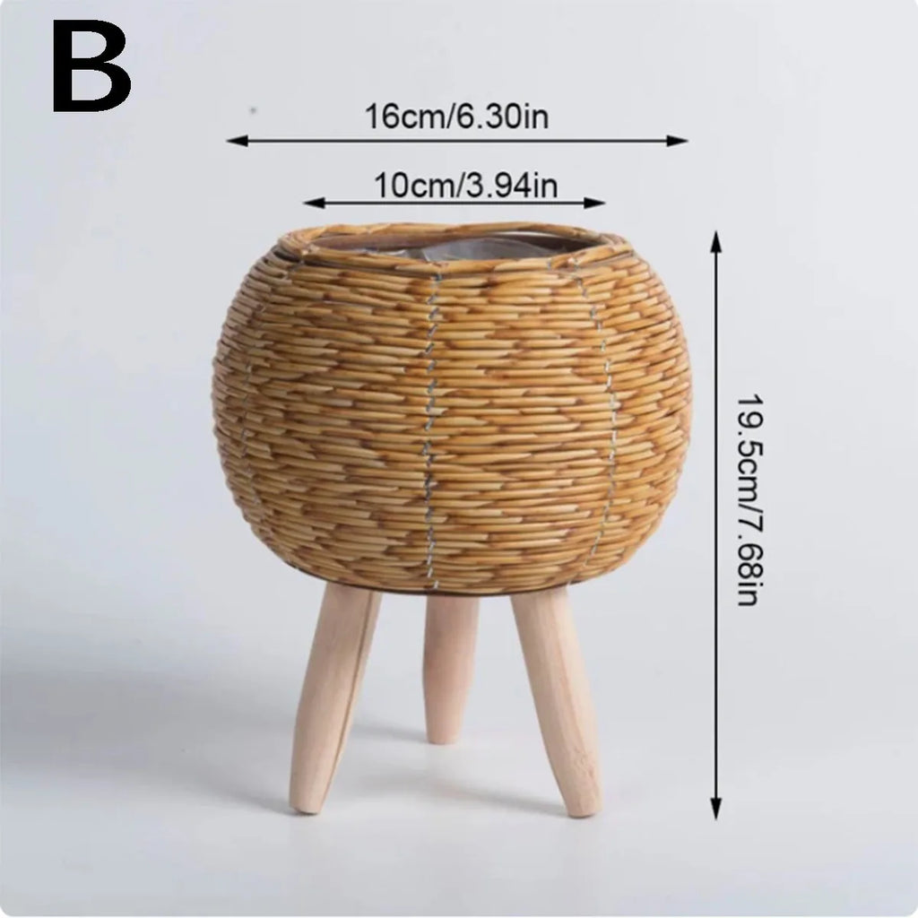 NEW Vine Weaving Flower Frame Triangle bracket flowerpot Desktop creative plant storage container Plant frame grass woven basin