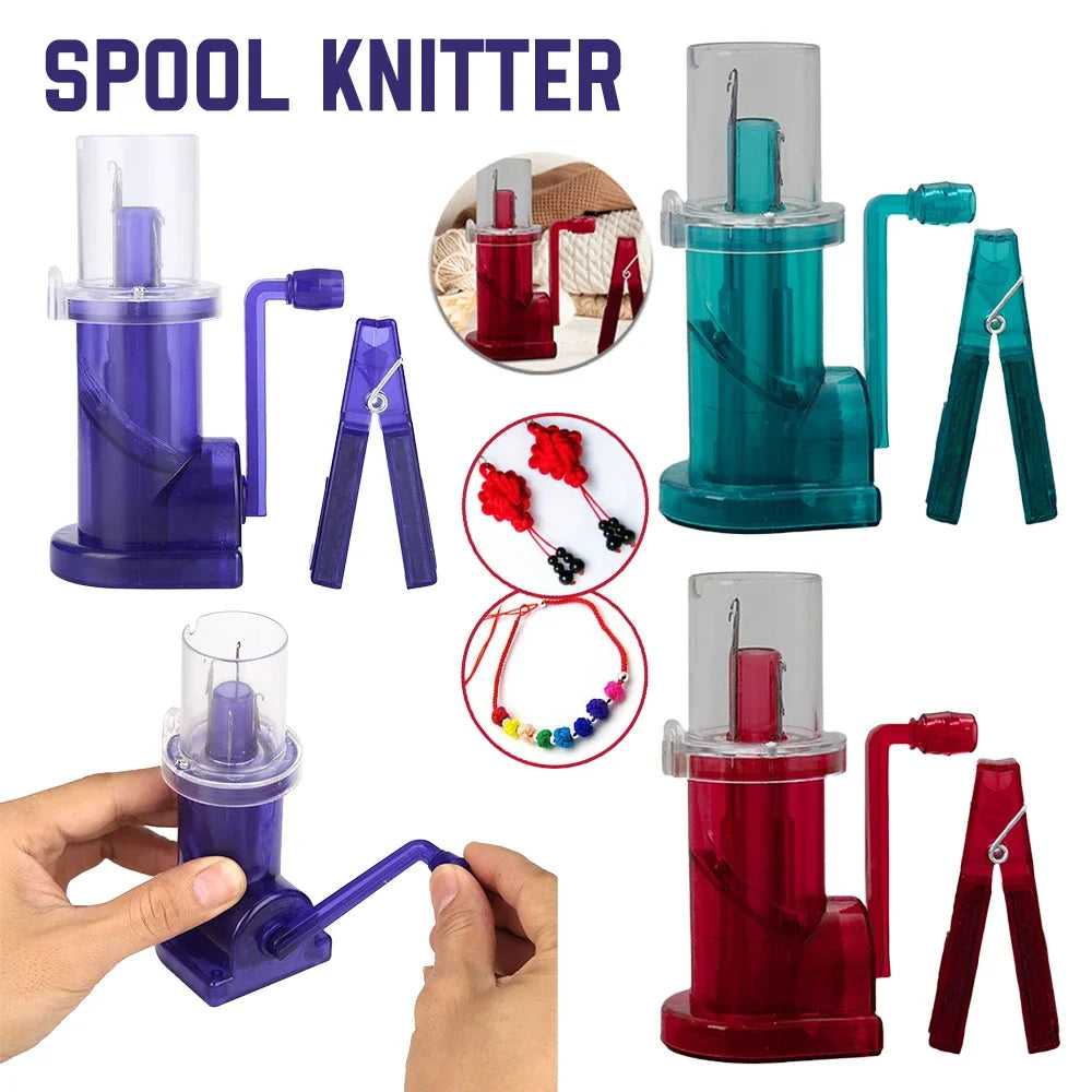 Hand Knitting Machine Spool Knitter Wool Rope Winder Winder DIY Craft Tool for Crafting Weaving Knitting with Hand Crank