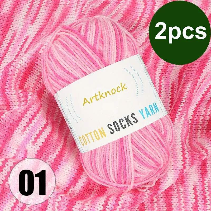 Colorful Milk Cotton Yarn For DIY Crochet Projects 2 Pcs