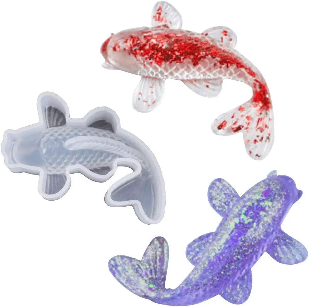 Koi Fish Mold Silicone 3D Goldfish Decoration Resin Mold Clear Crystal Jewelry Making Tool DIY Pendant Keychain Charms Good Luck