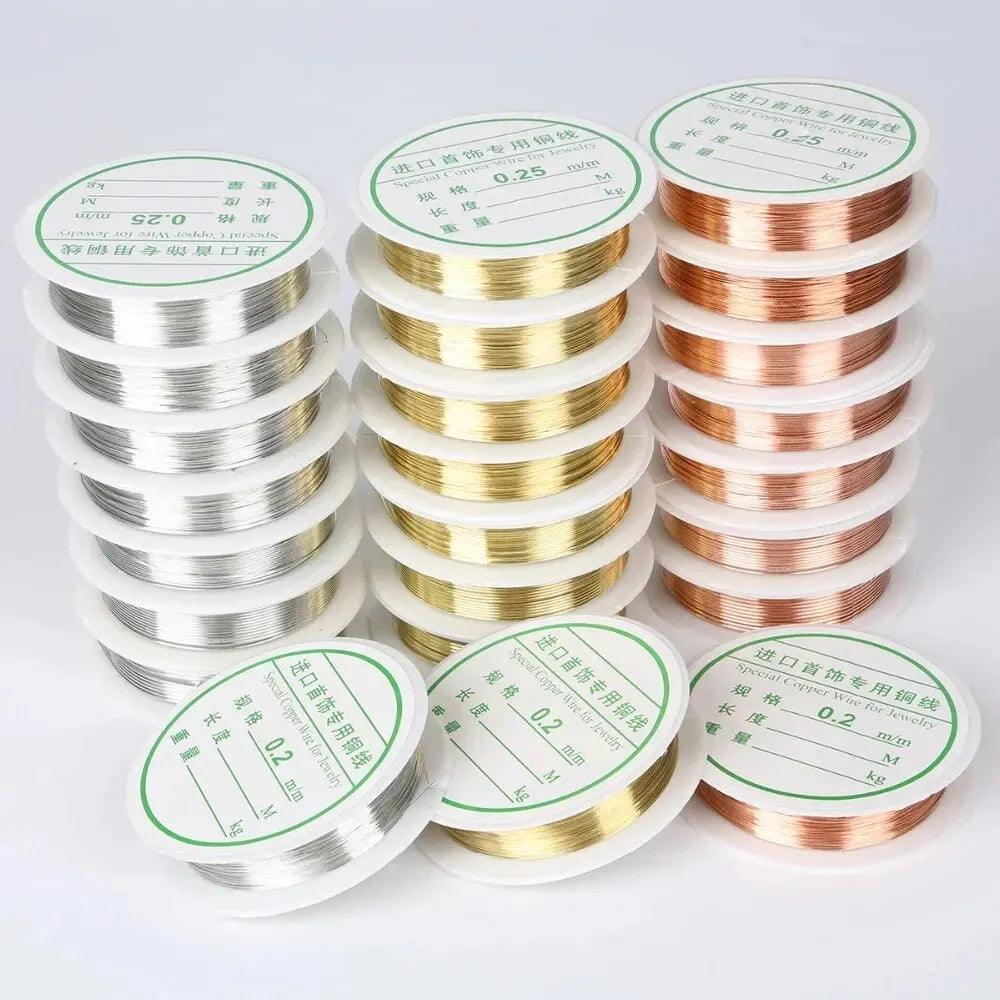 A Roll of 0.2/0.3/0.4mm * 15m Color Retention Copper Wire, Copper Wire Shape Wire, Jewelry Beaded Bracelet, Pearl Shaped Windin
