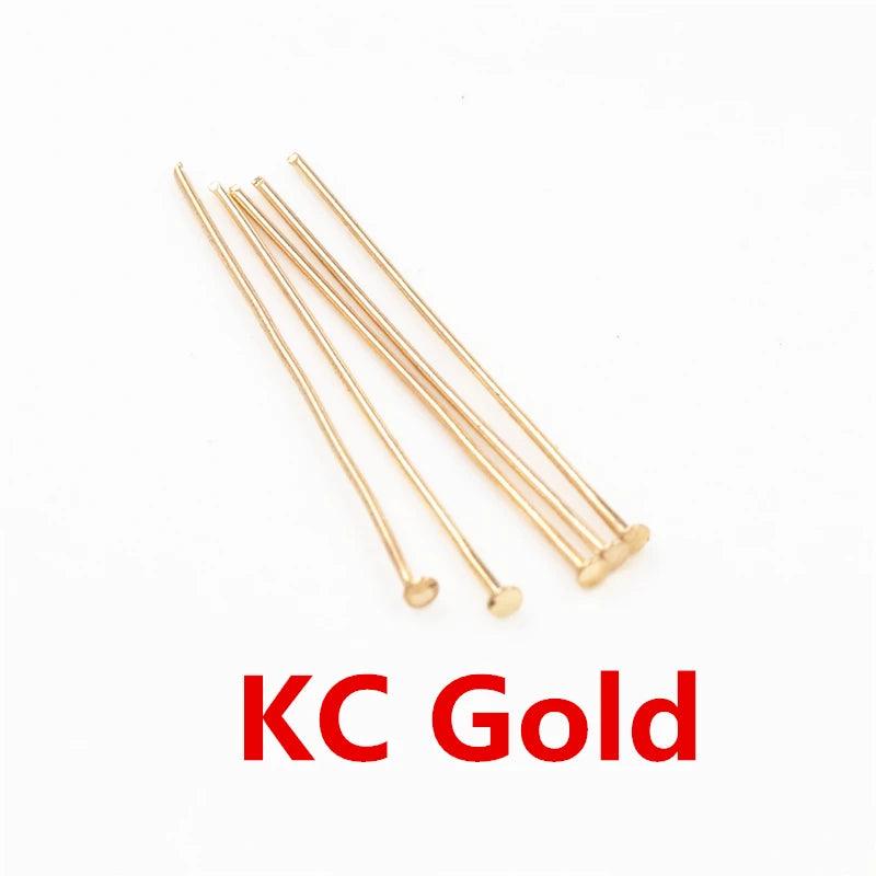 200pcs/Bag 20 25 30 40 50 60mm Flat Head Pins Gold/Silver Color/Bronze/Rhodium Headpins For Jewelry Findings Making DIY Supplies