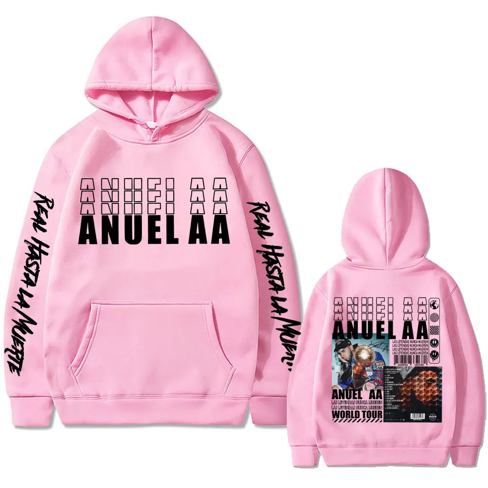 Famous Anuel AA Sweatshirt Las Leyendas Nunca Mueren World Tour Hoodie Men's Hip Hop Fashion Tracksuit Male Oversized Hoodies
