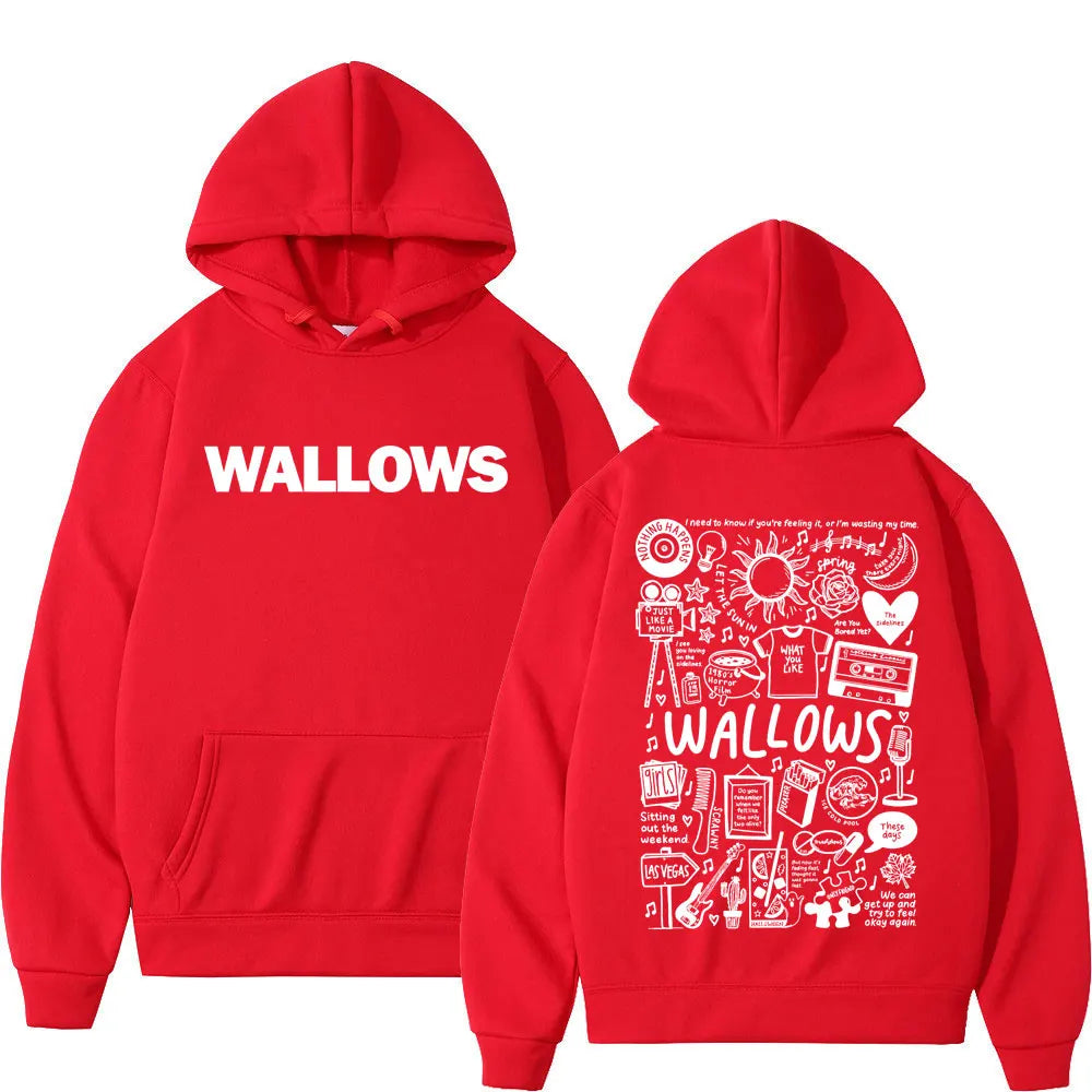 Rock Band Wallows Model Tour 2024 Hoodies Men's Women's Fashion Vintage Pullovers Autumn Winter Casual Long Sleeve Sweatshirts