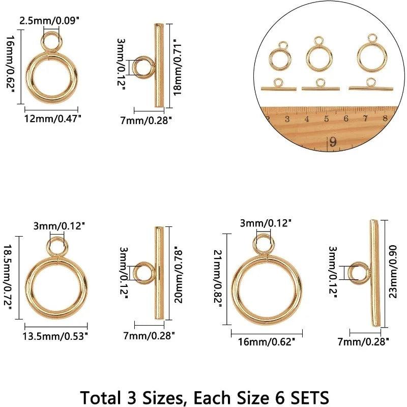 50 Sets 304 Stainless Steel Ring Toggle Clasps IQ Toggle Clasps & Tbar Clasps Metal Material Ring Toggle Connectors for DIY