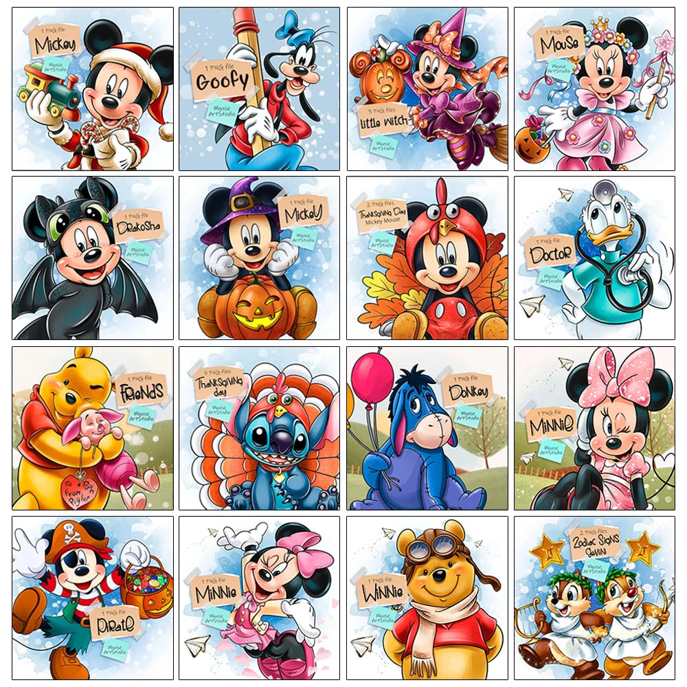 Disney Diamond Painting Mickey Mouse Stitch Diamond Embroidery Mosaic Rhinestone Cartoon Children's Hobbies Home Decoration