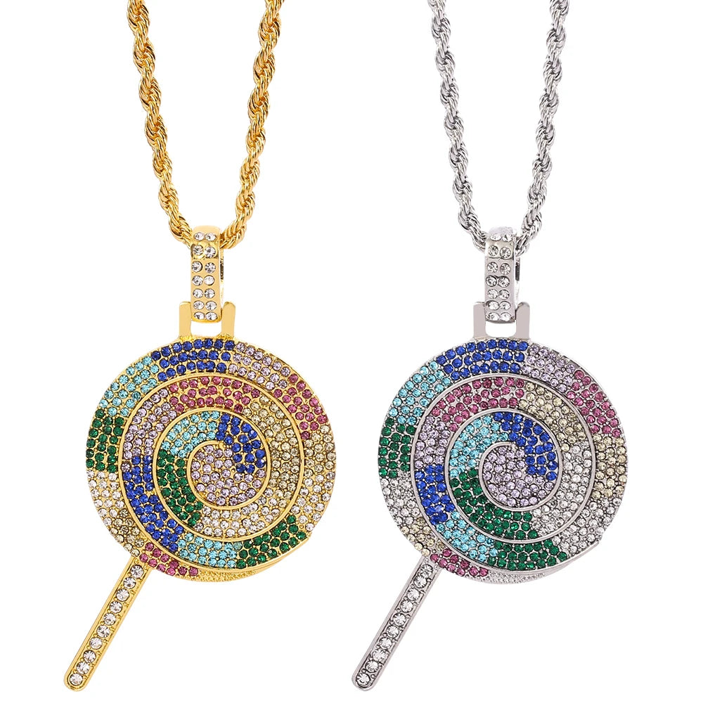 Cute Lovely Girl Women Jewelry Rainbow Lollipop Pendant Chain Necklace Women Fashion Jewelry