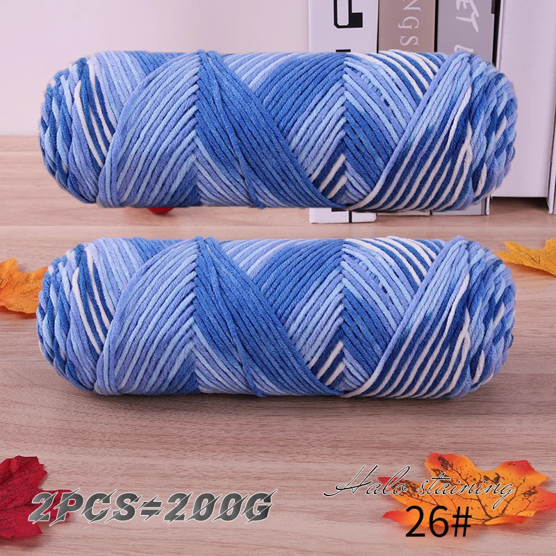 Colorful 5 Strand Dyed Milk Cotton Baby Sweater Yarn for Handmade DIY Woven Scarves and Crochet Projects