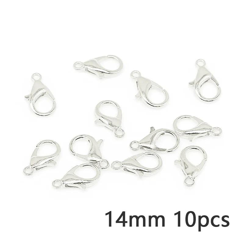 10pcs/lot 10-14mm Metal Lobster Clasps Jewelry Making Components DIY Bracelet Necklace Carabiner Findings Hooks Chain Closure