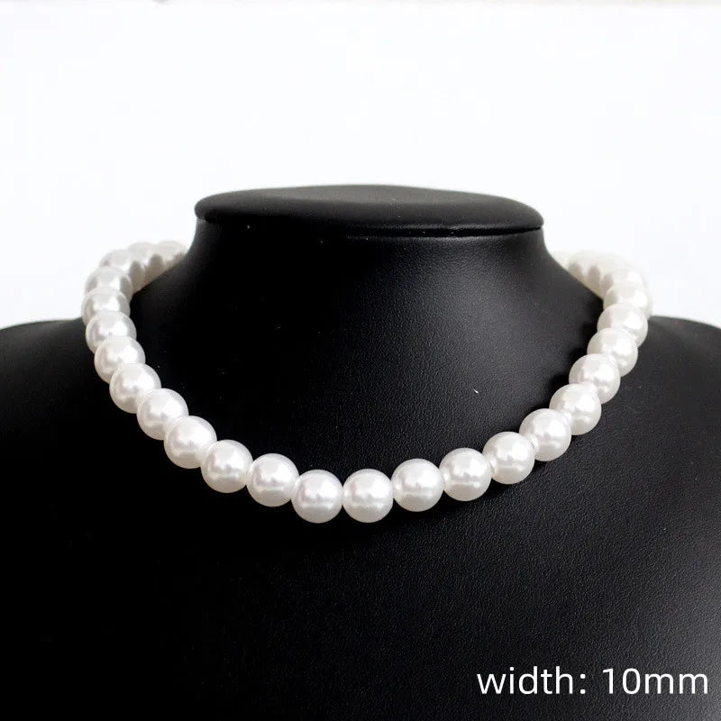 New Trendy Imitation Pearl Necklace Men Temperament Simple Handmade Strand Bead Necklace For Women Jewelry Gift Pearl Necklace