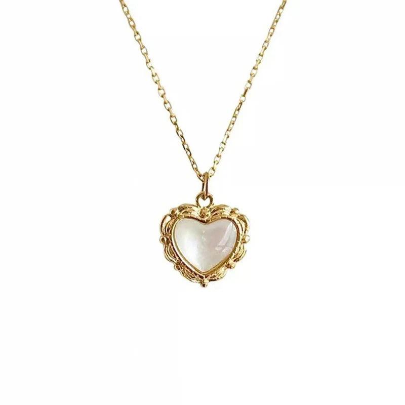 WILD & FREE Trendy Stainless Steel Heart Pendant Necklaces for Women Classic Simple Gold Plated Waterproof Jewelry Gifts