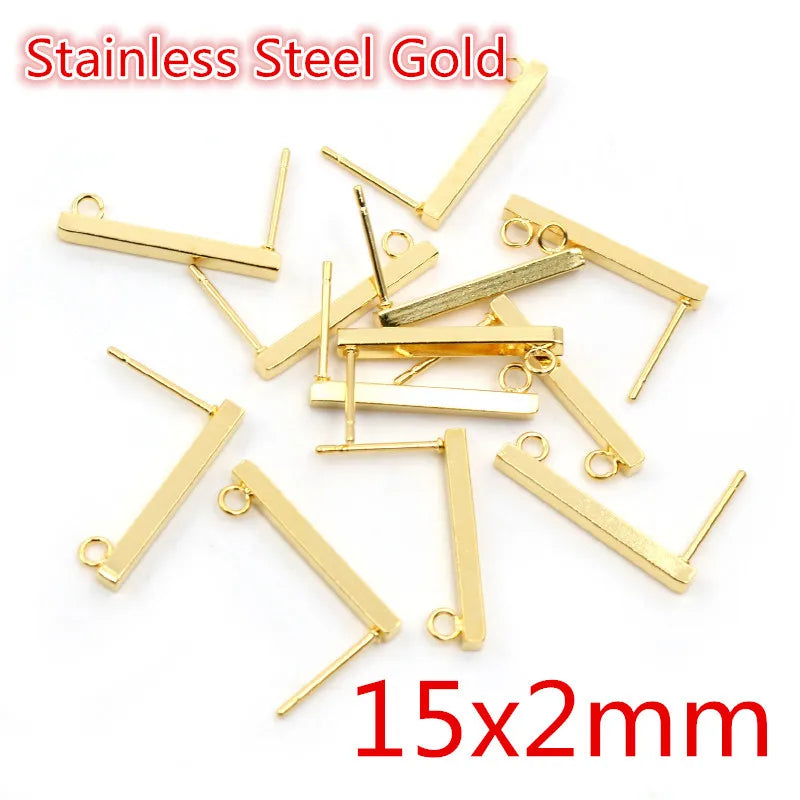 20pcs 316 Stainless Steel Geometric Polygonal Earring Stud Hooks Posts Connector For DIY Jewelry Making Supplies