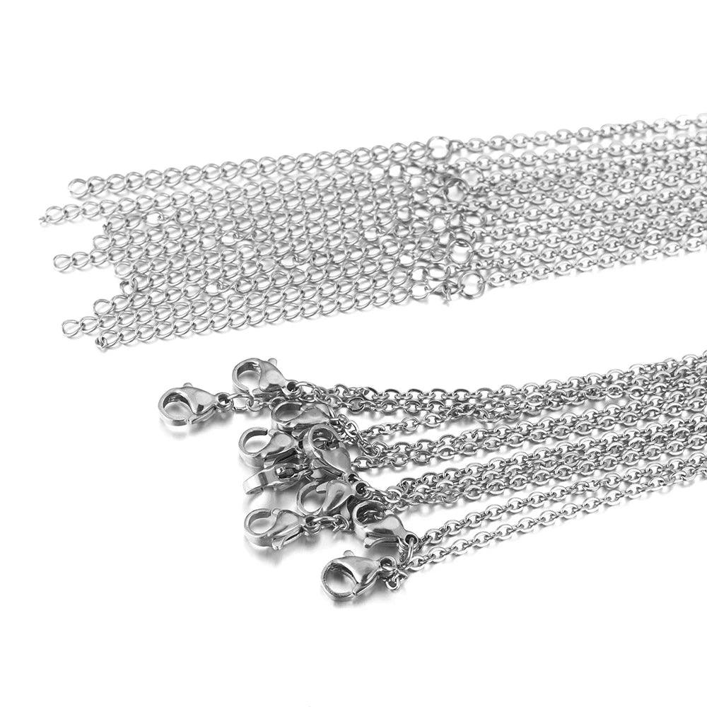 10pcs 45+5cm Gold Color Stainless Steel Link Chains in Bulk Necklaces Fashion Jewelry Adjustable Chains Wholesale Chokers DIY