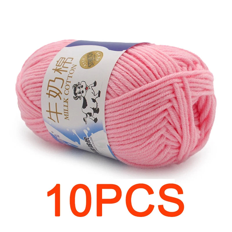 10 Pieces Milk Cotton Knitting Yarn Soft Warm Yarn for Hand Knitting and Crochet Projects