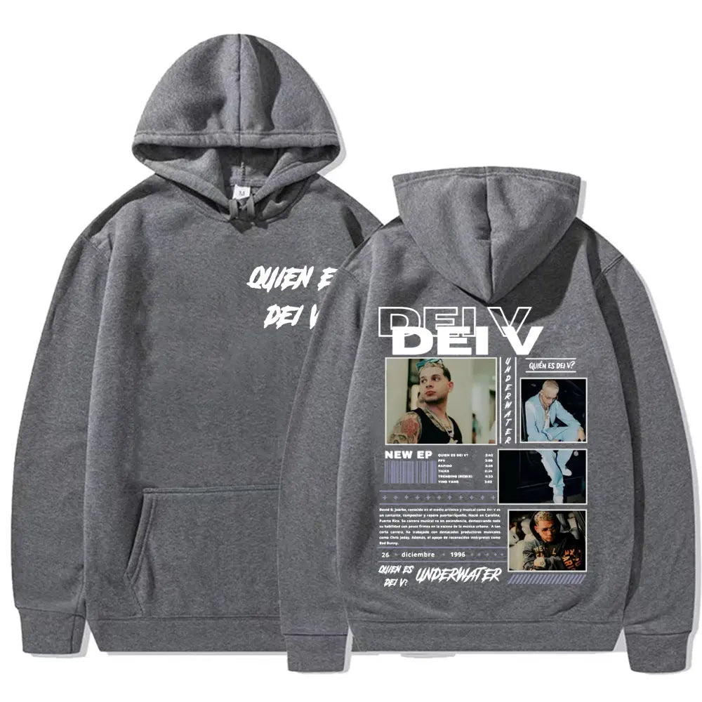Rapper Quien Es Dei V? Underwater Tour Hoodie Men's Harajuku Fashion Hip Hop Punk Sweatshirts Unisex High Quality Casual Hoodies