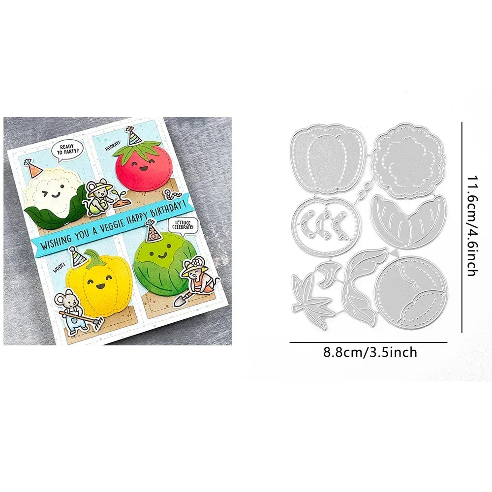 Stitched Root Veggies Metal Cutting Dies Butterfly Embossing Diecut for DIY Card Making Scrapbooking Crafting Supplies
