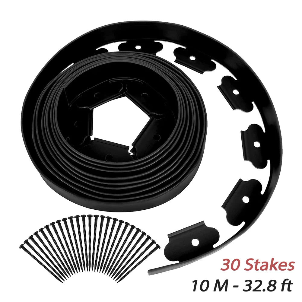 Landscape Edging Kit 32.8ft Garden Edging Border with 30 Stakes Heavy Duty Lawn Grass Barrier for Landscape,Garden,Patio,1000cm