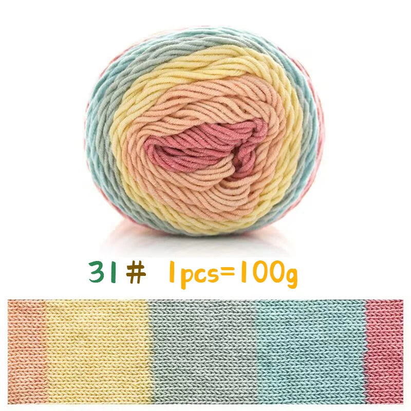 Rainbow Colorful Cotton Yarn Ball For Handwoven Projects