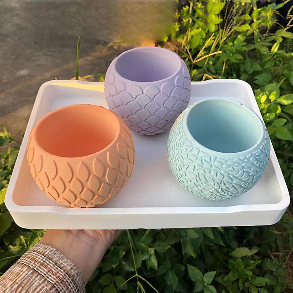 Spherical Candle Cup Concrete Mold Succulent Flowerpot Pen holder Concrete Mold Plum Blossom Epoxy Resin Candlestick Mold