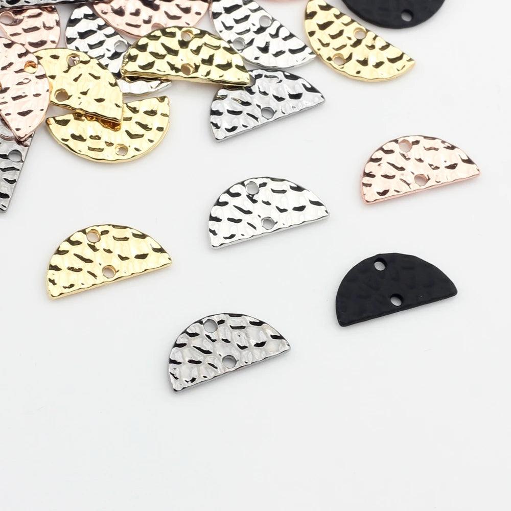 Zinc Alloy   Black Retro Half Round Fan-shaped Connectors Charms 20pcs For DIY Necklace Earrings Making Accessories