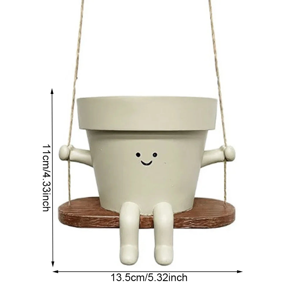Plant Hanger Baskets Lovely Swing Face Planter Pot Succulent Flower Pots Balcony Wall Hanging Planter Decor Home Garden Supplies