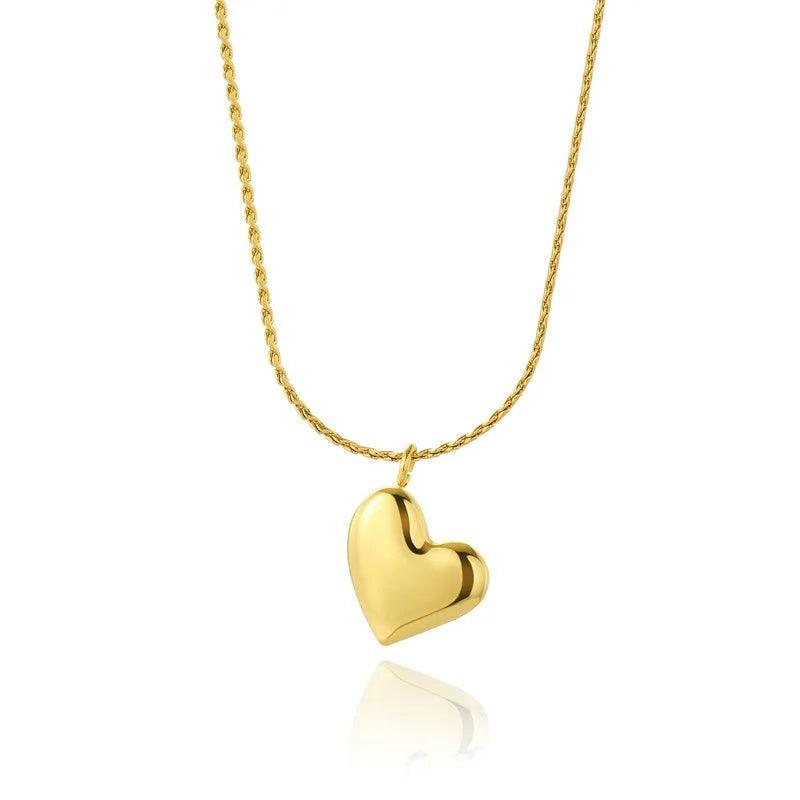 WILD & FREE Trendy Stainless Steel Heart Pendant Necklaces for Women Classic Simple Gold Plated Waterproof Jewelry Gifts