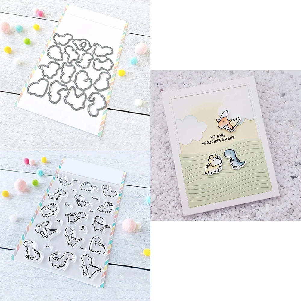 Mini Panda Bunny Koala Animal Outline Metal Cutting Dies Clear Stamps for DIY Easter Day Decor Paper Cards