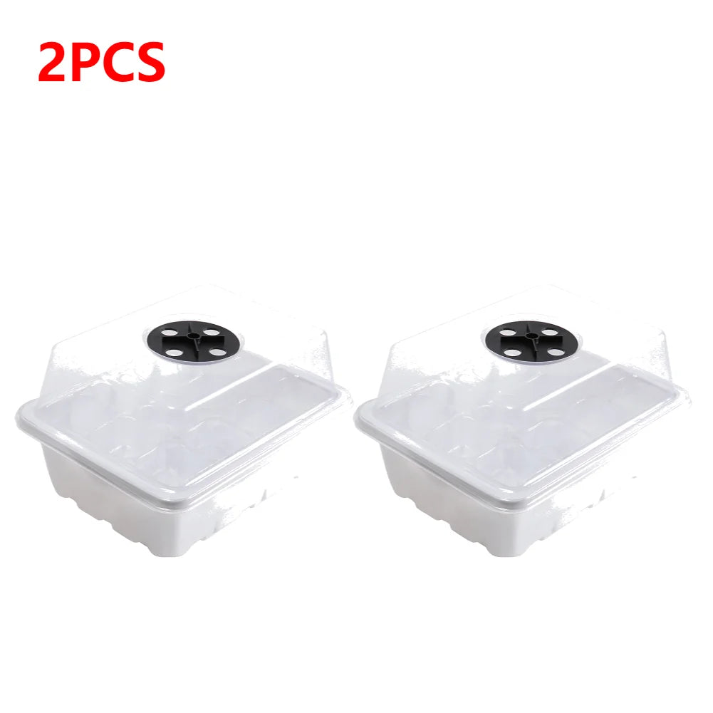 5-1Pcs 12 Grids Seed Starter Kit Plant Seeds Grow Box Seedling Trays Germination Box with Dome and Base For Seedlings Gardening