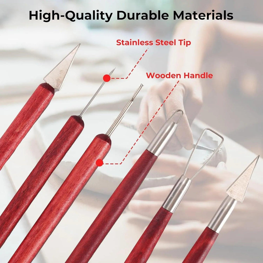 Clay Sculpting Tools 12PCS Clay Tools Pottery Tools Wooden Handle Double-Sided Set for Pottery Ceramics Sculpting Tools Supplies
